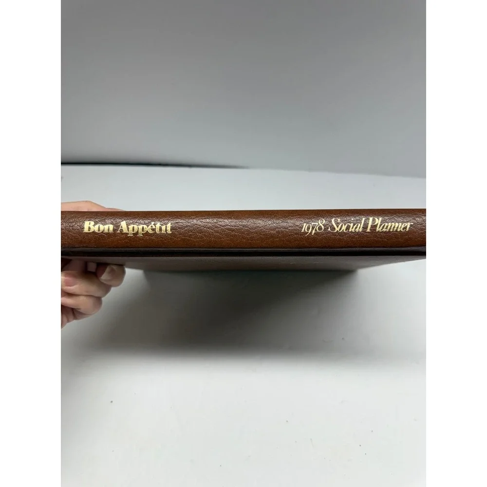 Vintage 1978 Bon Appetit Social Planner Hardcover Recipe Book Calendar Brown